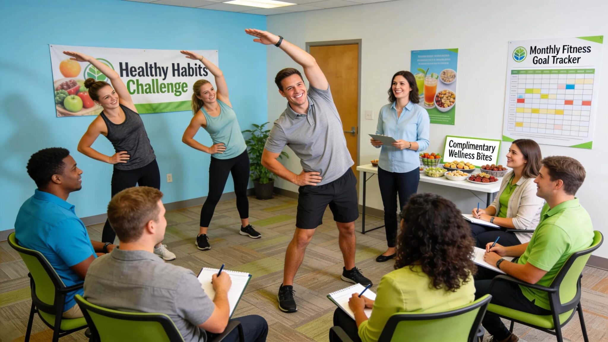 Employees participating in a wellness program to encourage healthy lifestyles in Monroe, MI