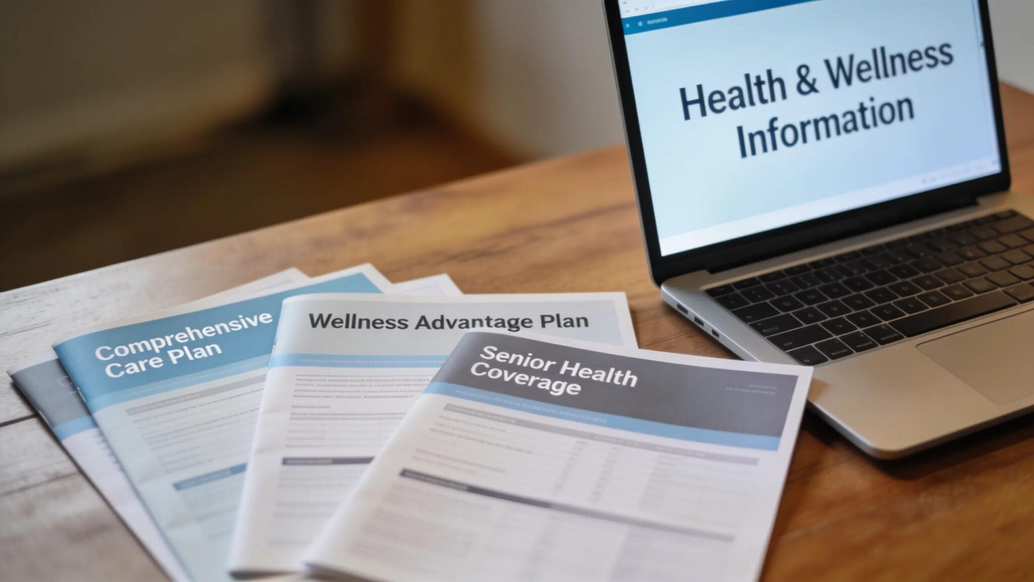Informative health insurance plan brochures positioned on a table, illustrating available options for employers