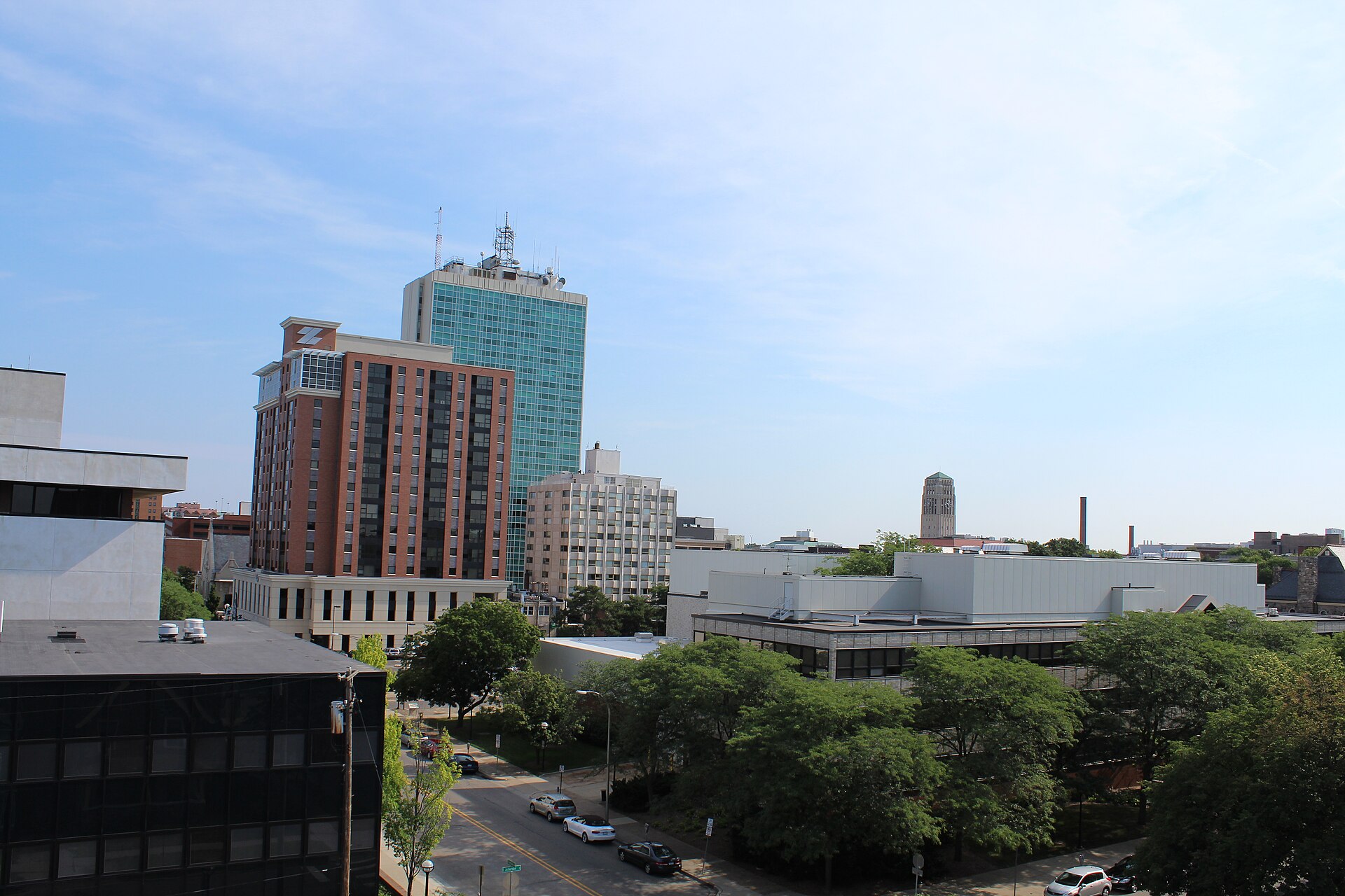 Downtown Ann Arbor skyline on a clear day, Washtenaw County, Michigan