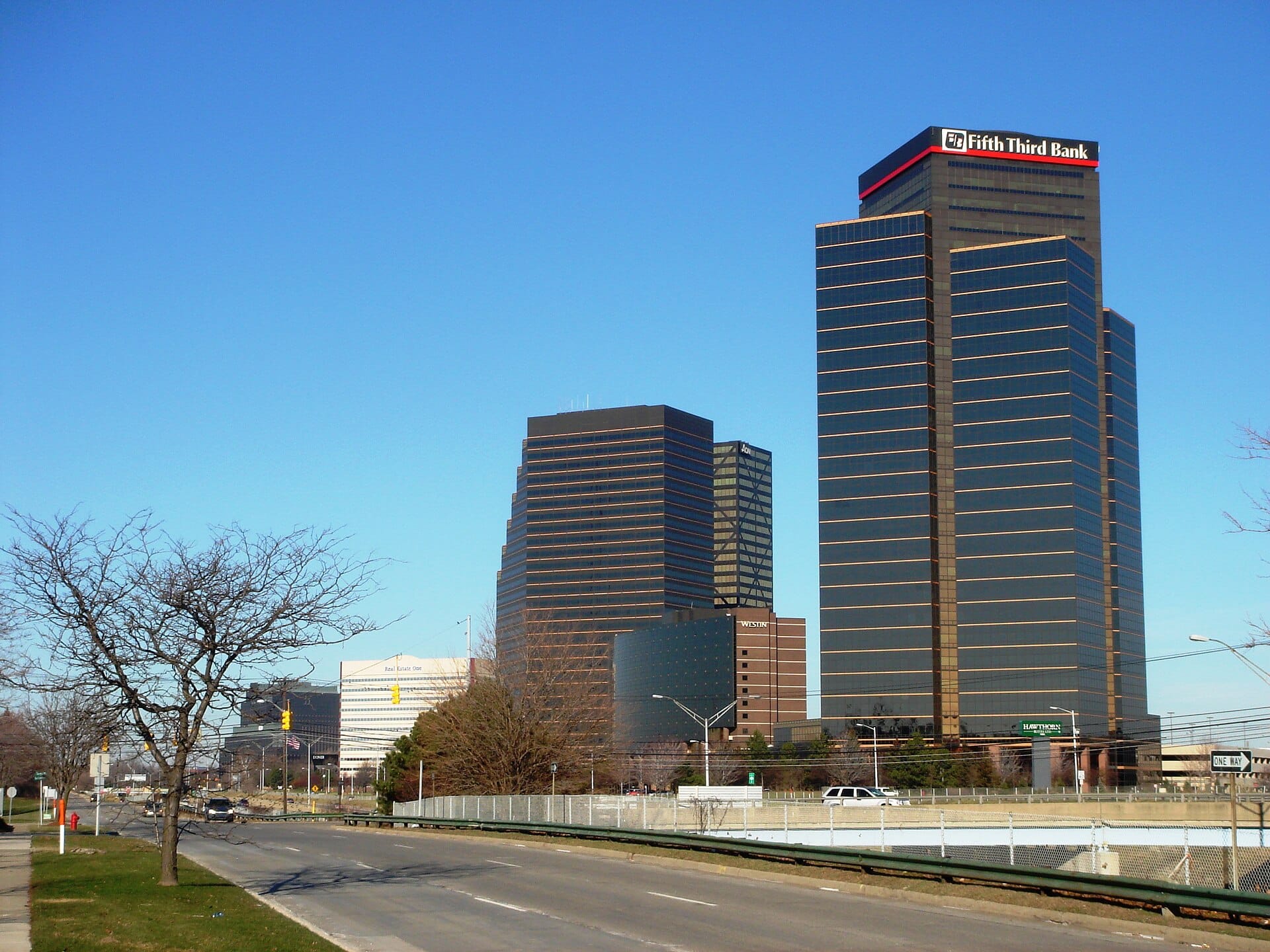 Southfield Town Center office complex in Southfield, Michigan — CFH Insurance Consultants group health insurance and employee benefits consulting for Southfield, MI employers